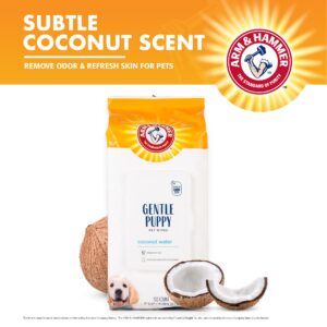 Arm & Hammer for Pets Gentle Puppy Bath Wipes, Coconut Water | All Purpose Puppy Cleaning Wipes Remove Odor & Refresh Skin for Pets | Gentle Tearless, 100 Count Pack of Pet Wipes