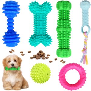 puppy chew toys for teething, dog chew toys 6 pack, squeaky dog toy, small dogs chew toys, puppies teething toys for teeth cleaning & gum massage, anxiety relief interactive dog toys (6 pack)