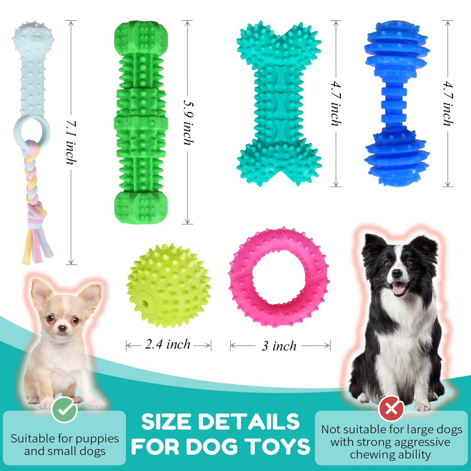 Puppy Chew Toys for Teething, Dog Chew Toys 6 Pack, Squeaky Dog Toy, Small Dogs Chew Toys, Puppies Teething Toys for Teeth Cleaning & Gum Massage, Anxiety Relief Interactive Dog Toys (6 Pack)