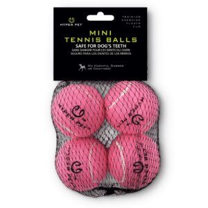 hyper pet mini tennis balls for dogs (pet safe dog ball dog tennis balls for exercise & training) dog ball interactive dog toys work with hyper pet k9 kannon mini dog ball launcher - 4 pack mini pink