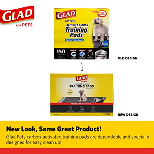 Glad for Pets Black Charcoal Puppy Pads | Puppy Potty Training Pads That ABSORB & NEUTRALIZE Urine Instantly | New & Improved Quality Puppy Pee Pads, 150 count