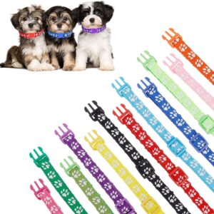 Chenkaiyang 12 Pack Puppy Collars for Litter, Adjustable Puppy ID Collars Soft Nylon Whelping Collars for Newborn Litter Puppy Pets