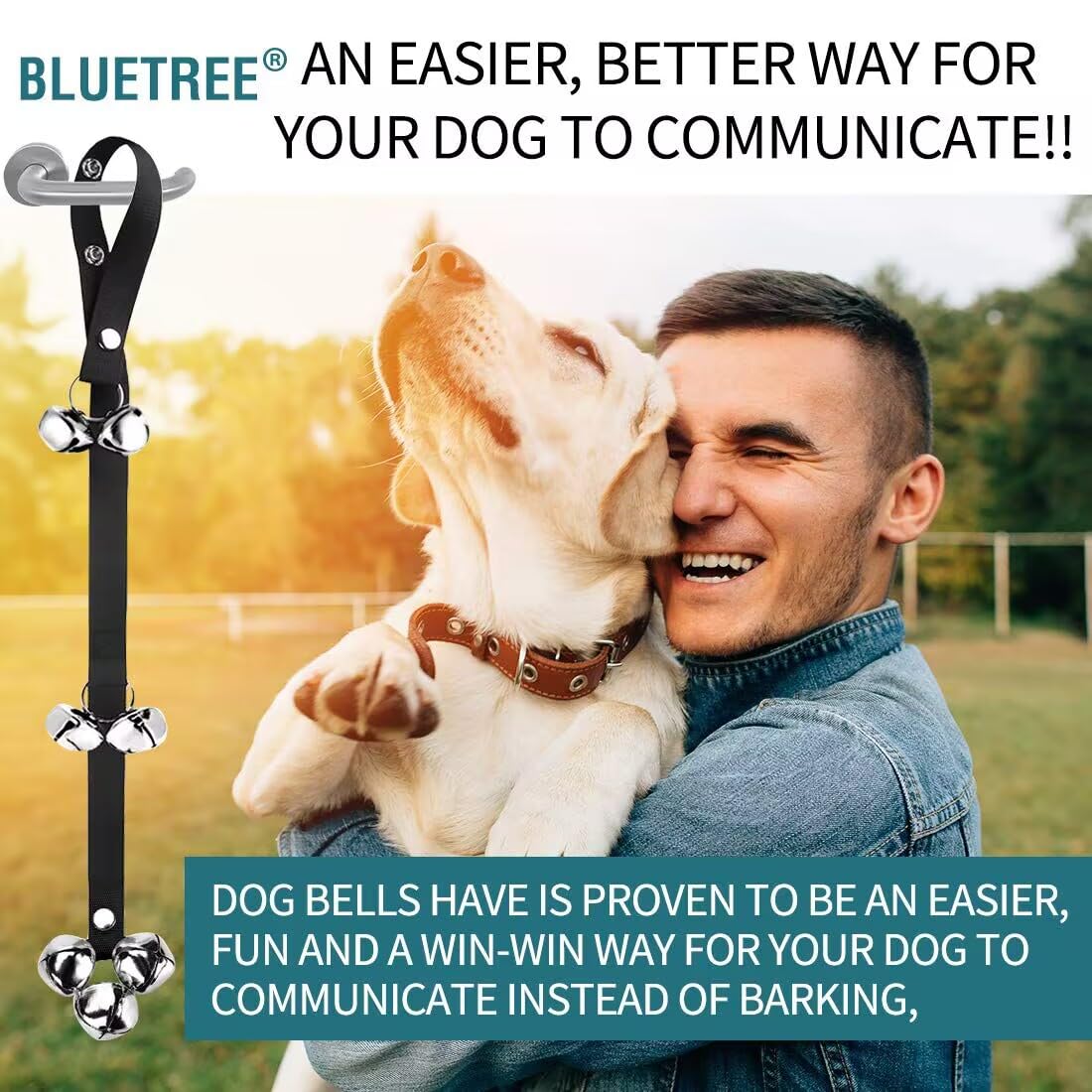 BLUETREE Dog Doorbells Premium Quality Training Potty Great Dog Bells Adjustable Door Bell Dog Bells for Potty Training Your Puppy The Easy Way - 7 Extra Large Loud 1.4 DoorBells