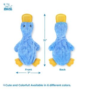 Best Pet Supplies Crinkle Dog Toy for Small, Medium, and Large Breeds, Cute No Stuffing Duck with Soft Squeaker, Fun for Indoor Puppies and Senior Pups, Plush No Mess Chew and Play - Blue