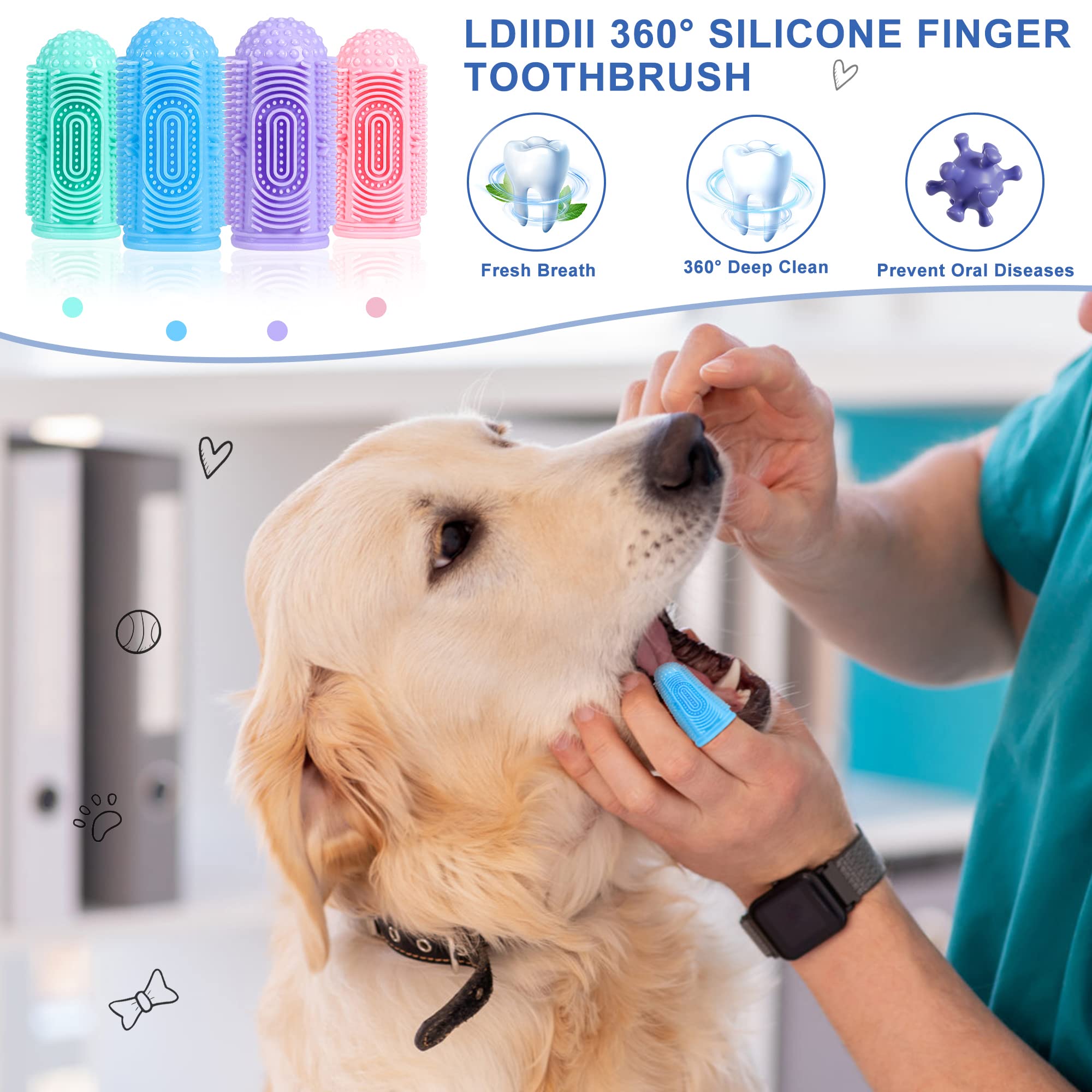 LDIIDII Dog Toothbrush Dog Tooth Brushing Kit 4Pack Dog Finger Toothbrush for Dog Teeth Cleaning&Dog Dental Care,Cat Toothbrush Dog Tooth Brush Puppy Toothbrush Pet Toothbrush