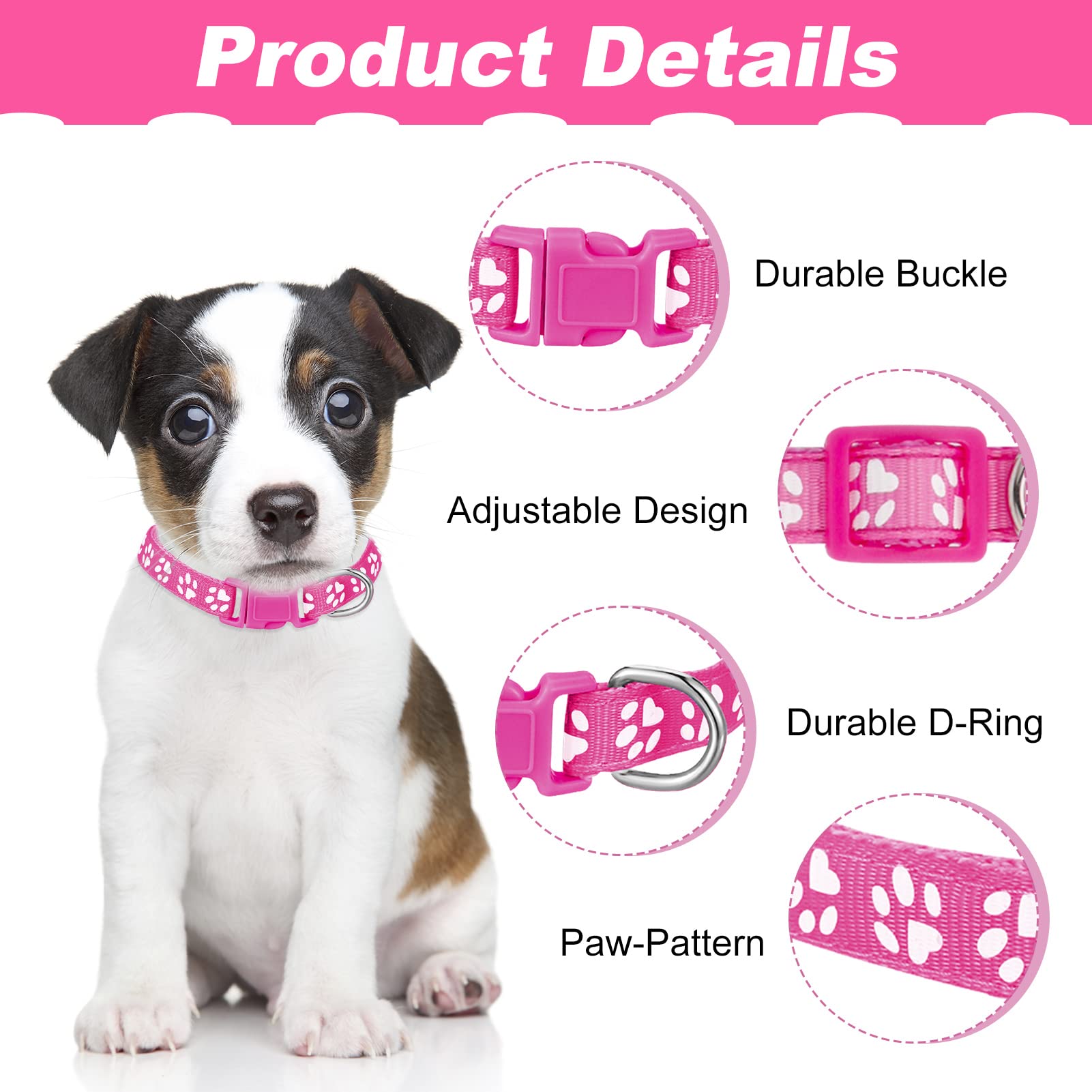 BOUMUSOE 18 Pcs Puppy Collars for Litter Adjustable Puppy Whelping Collars Soft Nylon Puppy ID Collars with Safety Quick Release Buckle for Small Medium Dogs( 17-26cm )