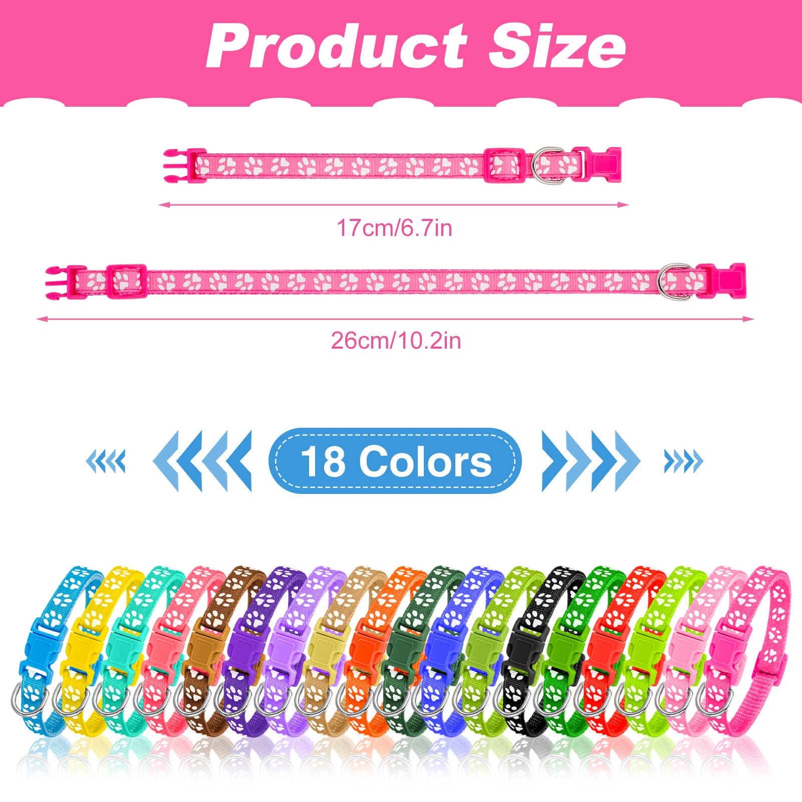BOUMUSOE 18 Pcs Puppy Collars for Litter Adjustable Puppy Whelping Collars Soft Nylon Puppy ID Collars with Safety Quick Release Buckle for Small Medium Dogs( 17-26cm )