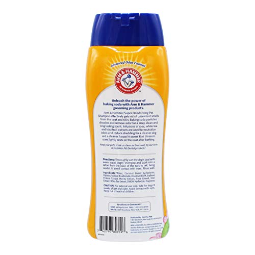 Arm & Hammer Super Deodorizing Shampoo For Dogs - Odor Eliminating Dog Shampoo For Smelly Dogs & Puppies With Arm & Hammer Baking Soda -- Kiwi Blossom Scent, 20 Fl Oz,White