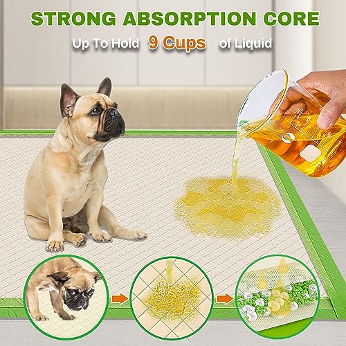 Gardner Pet Pee Pads for Dogs Extra Large 28"x34", XL Thicker ECO Green Disposable Xlarge Puppy Training Pads Super Absorbent Full Edge-Wrapping Pad for Dogs, Puppies, Doggie, Cats, Rabbits-(30 Count)