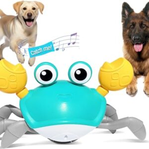 HONGID Crawling Crab Dog Toys,Escaping Crab Dog Toy with Obstacle Avoidance Sensor,Interactive Dog Toys with Music Sounds & Lights for Dogs Cats Pets,Christmas Toy Gift for Puppy/Small/Medium Dogs