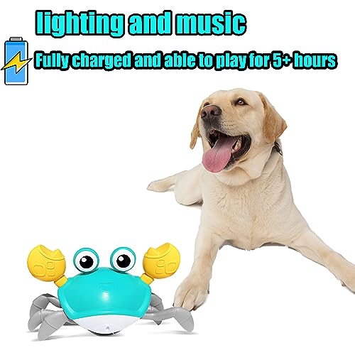 HONGID Crawling Crab Dog Toys,Escaping Crab Dog Toy with Obstacle Avoidance Sensor,Interactive Dog Toys with Music Sounds & Lights for Dogs Cats Pets,Christmas Toy Gift for Puppy/Small/Medium Dogs