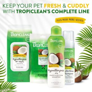 TropiClean Coconut Hypoallergenic Dog Shampoo | Gentle Puppy Shampoo for Sensitive Skin | Natural Pet Shampoo Derived from Natural Ingredients | Kitten Friendly | Made in the USA | 20 oz.