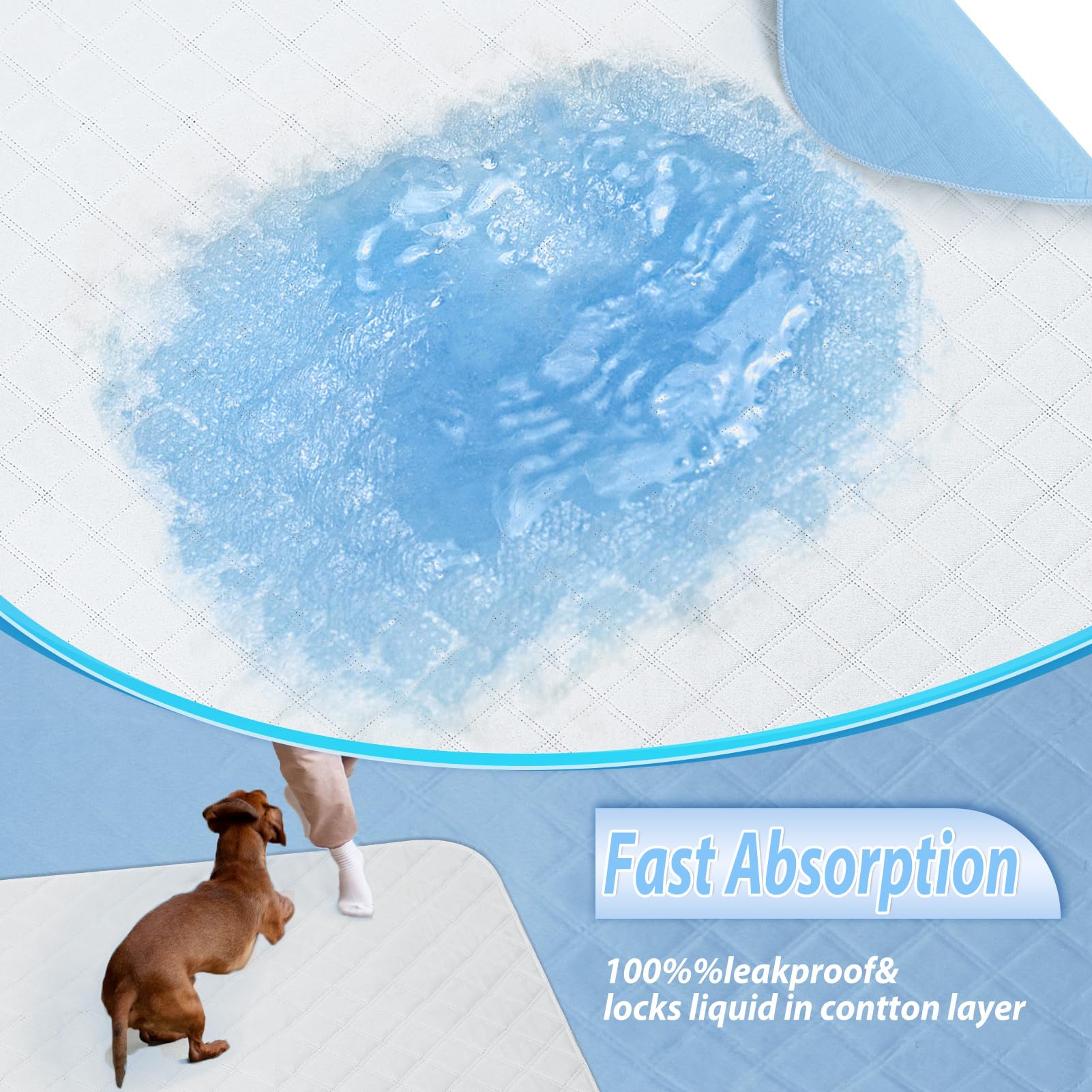 Washable Pee Pads for Dogs - Reusable Puppy Pads Pet Training Pads, Waterproof Dog Pee Pads Pet Pads for Dog Bed Mat, Super Absorbing Whelping Pads Potty Pad, 18"x24", 2 Pack