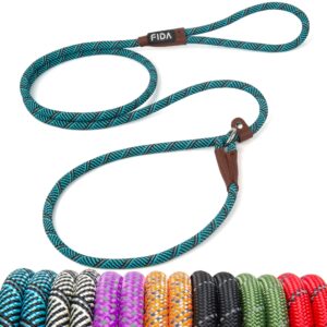 fida durable slip lead dog leash, 6 ft x 3/8" heavy duty dog loop leash, comfortable strong rope slip leash for small dogs and puppies, no pull pet training leash with highly reflective(3/8", blue)