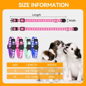 16 Pack Puppy Collars,Puppy Collars for Litter,Paw Print Safety Puppy Collars for Small Puppies,Nylon Breakaway Puppy ID Collars Whelping Collars Litter Collars Glow in The Dark(S)