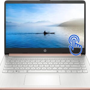 HP Stream 14inch HD Touchscreen Display, Intel Celeron Dual-Core Processor, 4GB RAM, 128GB Storage (64GB eMMC+64GB Card), Webcam, 1-Year Microsoft 365, Win11, Rose Gold, W/GaLiMu