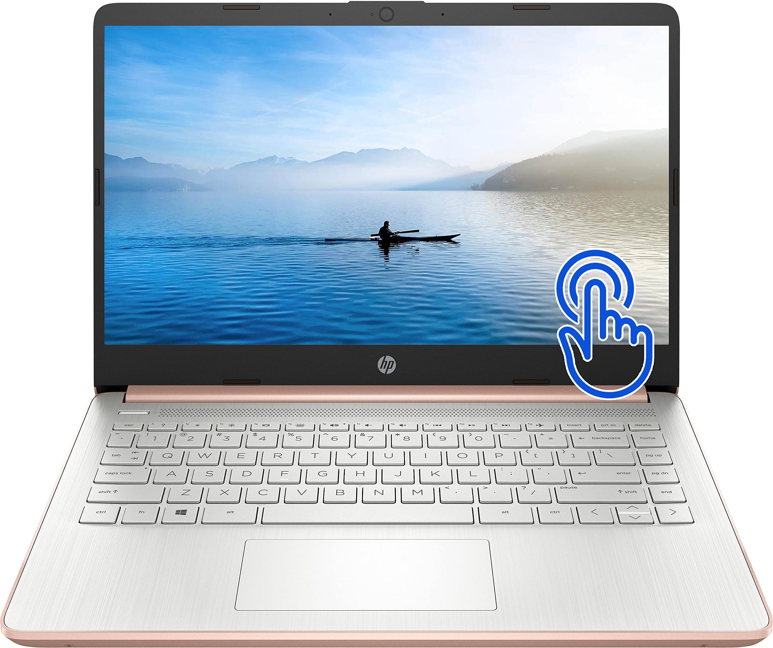HP Stream 14inch HD Touchscreen Display, Intel Celeron Dual-Core Processor, 4GB RAM, 128GB Storage (64GB eMMC+64GB Card), Webcam, 1-Year Microsoft 365, Win11, Rose Gold, W/GaLiMu