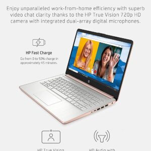 HP Stream 14inch HD Touchscreen Display, Intel Celeron Dual-Core Processor, 4GB RAM, 128GB Storage (64GB eMMC+64GB Card), Webcam, 1-Year Microsoft 365, Win11, Rose Gold, W/GaLiMu