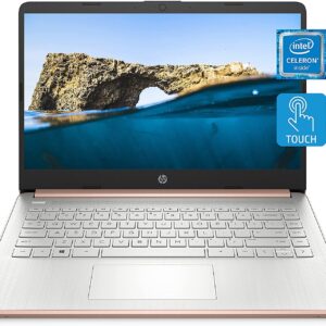 HP Stream 14inch HD Touchscreen Display, Intel Celeron Dual-Core Processor, 4GB RAM, 128GB Storage (64GB eMMC+64GB Card), Webcam, 1-Year Microsoft 365, Win11, Rose Gold, W/GaLiMu