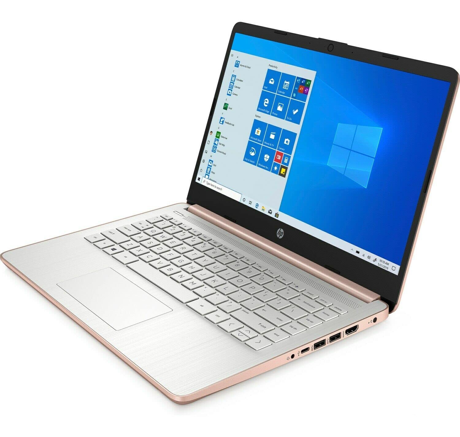 HP Stream 14inch HD Touchscreen Display Laptop, Intel Celeron N4020 Processor, 4GB DDR4 Memory, 128GB Storage (64GB eMMC+64GB Card), WiFiBluetooth,1-Year Microsoft 365,Win 10 S,Rose Gold, TGCD Bundle