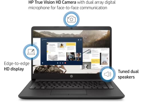 HP 2022 Stream 14" HD laptop, Intel Celeron N4120 Processor, 8GB RAM, 64GB eMMC Storage, HD Webcam, HDMI, Wi-Fi, Bluetooth, Black, Office 365 1-year, Windows 11 S, 32GB SnowBell USB Card