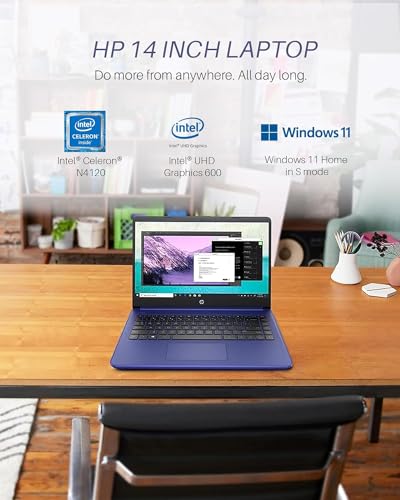 HP Stream Laptop 2023 Newest 14" HD Display, Intel Celeron N4120 Processor, 16GB RAM, 192GB Storge (64GB EMMC+128GB SD Card), ‎Intel UHD Graphics 600, Webcam, Wi-Fi, Windows 11 Home in S Mode