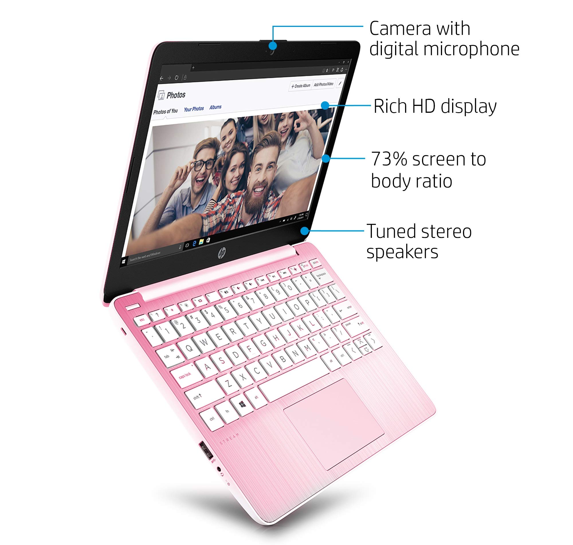 HP 2021 Stream 11.6-inch HD Laptop PC, Intel Celeron N4020, 4 GB RAM, 64 GB eMMC, WiFi 5, Webcam, HDMI, Windows 10 S with Office 365 Personal for 1 Year + Fairywren Card (Rose Pink)