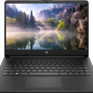 HP Premium 14-inch HD Thin and Light Laptop, Intel Dual-Core Processor, 32GB RAM, 128GB Storage(64GB eMMC+64GB Card), Webcam, Bluetooth, HDMI, Wi-Fi, Win11 + 1 Year Microsoft 365, Jet Black, W/GaLiMu
