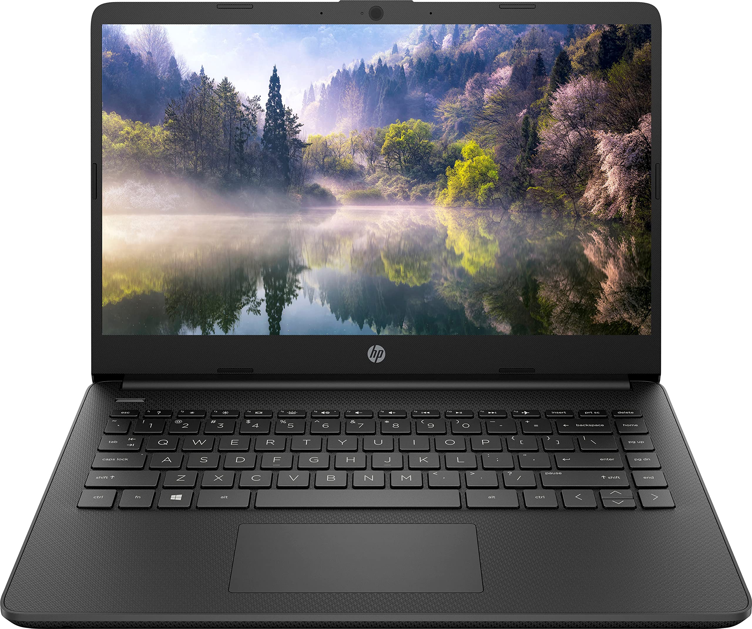 HP Premium 14-inch HD Thin and Light Laptop, Intel Dual-Core Processor, 32GB RAM, 128GB Storage(64GB eMMC+64GB Card), Webcam, Bluetooth, HDMI, Wi-Fi, Win11 + 1 Year Microsoft 365, Jet Black, W/GaLiMu