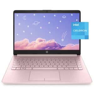 HP Premium 14-inch HD Thin and Light Laptop, Intel Dual-Core Processor, 32GB RAM, 64GB Storage, Long Battery Life, Webcam, Bluetooth, HDMI, Wi-Fi, Pink, Windows 11 + 1 Year Microsoft 365