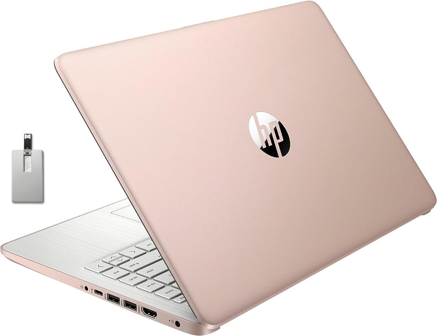 HP Premium Stream 14" HD BrightView Laptop, Intel Celeron N4120, 4GB RAM, 64GB eMMC, Intel UHD Graphics, HD Webcam, 1 Year Office 365, Bluetooth, WiFi, HDMI, Win 11s, Gold, 32GB Hotface USB Card