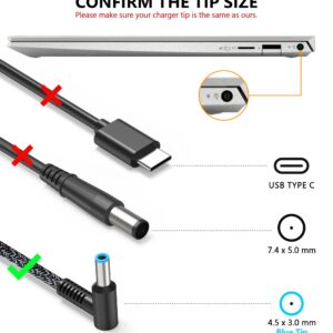 New Slim 65W Laptop Charger for HP Envy x360, Spectre x360 13-4193nr 15-ap001nx 15t-ap000, ProBook X360 11 450 650 640 G1 G2 G3 G4 G5 G6 G7, EliteBook Pavilion Stream X360 Blue Tip Power Supply Cord