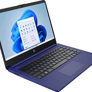 HP Stream 14inch HD Display, Intel Celeron Quad-Core Processor, 32GB DDR4 Memory, 128GB Storage (64GB eMMC+64GB Card),WiFi,Webcam,Bluetooth, Windows 11 S, Indigo Blue (Renewed)