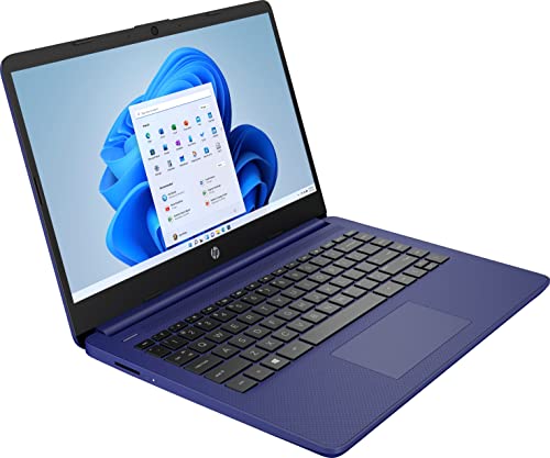 HP Stream 14inch HD Display, Intel Celeron Quad-Core Processor, 32GB DDR4 Memory, 128GB Storage (64GB eMMC+64GB Card),WiFi,Webcam,Bluetooth, Windows 11 S, Indigo Blue (Renewed)