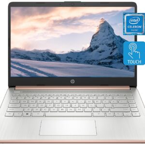 HP 14 Laptop, Intel Celeron N4020, 16GB RAM, 64 GB eMMC Storage, 14-inch HD Touchscreen, Win11, Thin & Portable, 4K Graphics, One Year of Microsoft 365, Rose Gold, W/GaLiMu