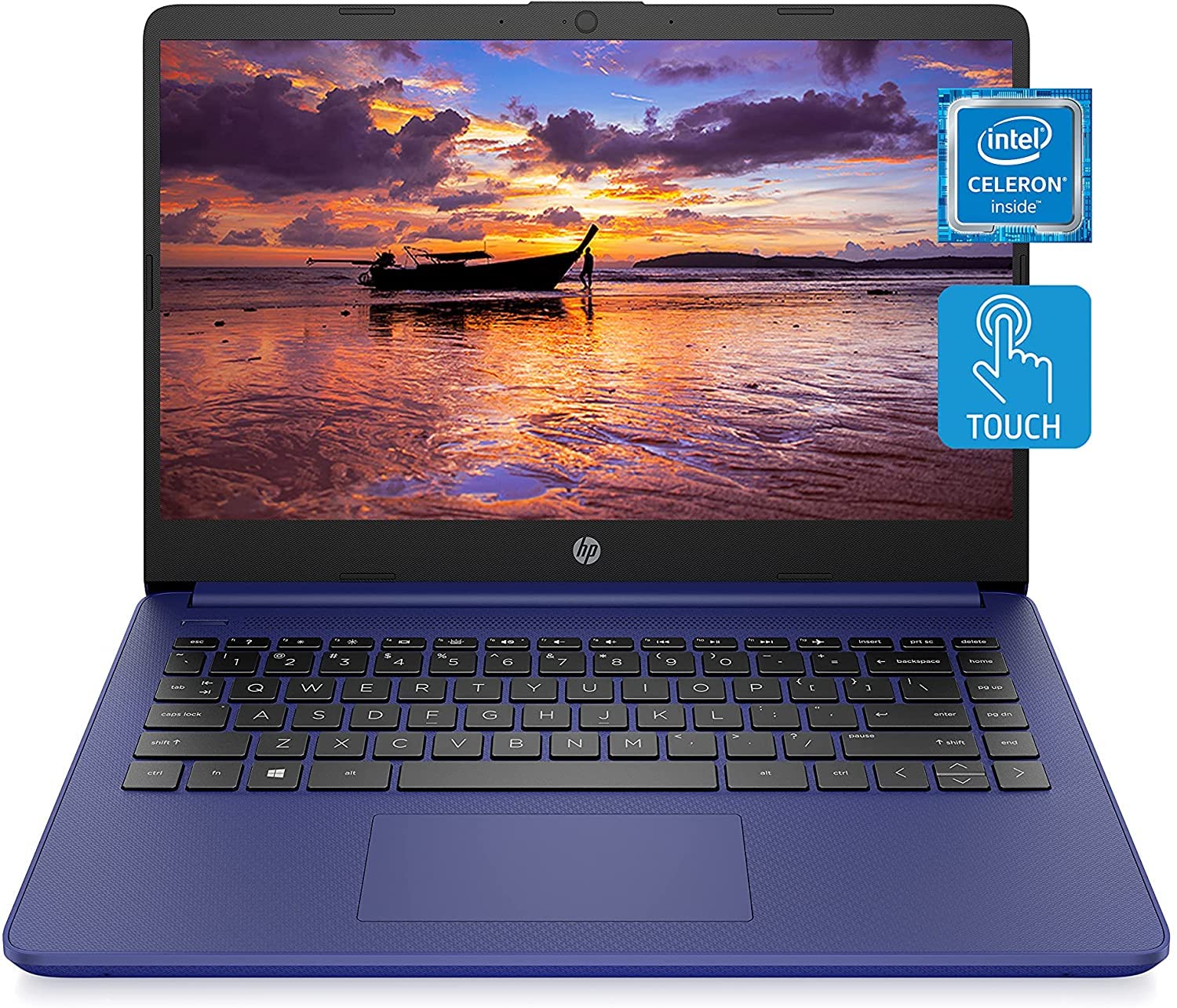 HP 14 Laptop, Intel Celeron N4020, 8GB RAM, 64 GB Storage, 14-inch HD Touchscreen, Intel UHD Graphics 600, Windows 11, Thin & Portable, 4K Graphics, One Year of Microsoft 365, Indigo Blue