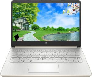 hp stream 14-inch hd display laptop, intel celeron n4020 dual-core processor, 4gb ddr4 memory, 128gb storage (64gb emmc+64gb card), wifi, webcam, bluetooth, windows 11 s, pale gold (renewed)