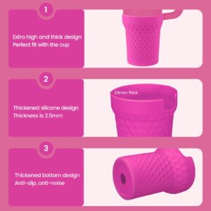 Uvafly Silicone Boot for Stanley, Cup Bottom Protector Sleeve Accessories for Stanley Quencher H2.0 FlowState Tumbler 40oz / Stanley Adventure Quencher Tumbler 40oz (Rose red)