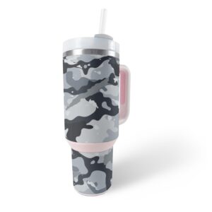 MightySkins Skin Compatible With Stanley The Quencher H2.0 FlowState 40 Oz Tumbler - Gray Camouflage | Protective, Durable, and Unique Vinyl Decal wrap cover | Easy To Apply, Remove, and Change Styles