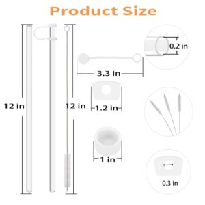 Replacement Straws for Stanley 20 30 40oz Tumbler 12 Inch Clear Reusable Straws with White Silicone Spill Leak Stopper Straw Cover Cap for 40 oz 30 oz Adventure Quencher Travel Tumbler Cup (6 Set)