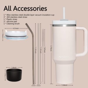 Aurldpio 40oz Tumbler with Handle and Straw, Stainless Steel Vacuum Insulated Thermos Cups,Travel Flask Car Coffee Mugs for Hot Iced Drinks Water Bottle Cup Gifts for Women Men Him Her