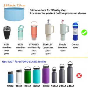 2Pcs Boot Sleeve for Stanley Cup 40 oz 30 oz Quencher Tumbler with Handle, Silicone Boots for IceFlow Flip 20oz 30oz Tumblers, Bottom Cover Bumper Protector for Stanley Cup Accessories, Pink