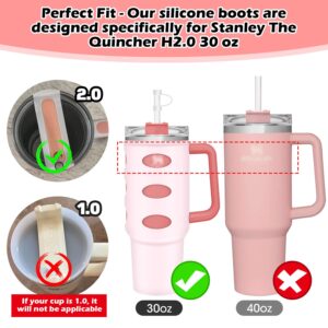 Silicone Boot for Stanley H2.0 30 oz Quencher,with Silicone Spill Proof Stopper Set Stanley Upgraded All Inclusive Silicone Boot Protects Against Dents Leakproof Stanley Cup Accessories-2pcs