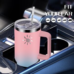 YPNMR 40 oz Tumbler with Handle and Straw Lid, Vaccum Insulated Stainless Steel Travel Mug, Leakproof Big Capacity Gradiant Cup