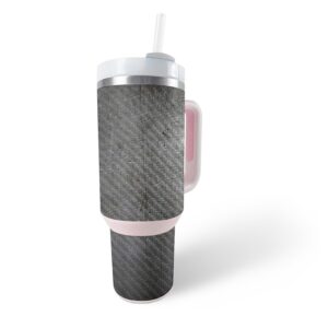 mightyskins carbon fiber skin compatible with stanley the quencher h2.0 flowstate 40 oz tumbler - scratched up | protective, durable textured carbon fiber finish | easy to apply