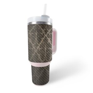 MightySkins Carbon Fiber Skin Compatible with Stanley The Quencher H2.0 FlowState 40 Oz Tumbler - Vintage Elegance | Protective, Durable Textured Carbon Fiber Finish | Easy to Apply