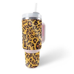 mightyskins glossy glitter skin compatible with stanley the quencher h2.0 flowstate 40 oz tumbler - cheetah girl | protective, durable high-gloss glitter finish | easy to apply