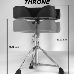 Starfavor Drum Throne Height Adjustable Padded Seat Drum Stool Saddle Drum Seat, with Double Braced Anti-Slip Feet Swivel Drum Chair for Adults, Motocycle Style, ST-500