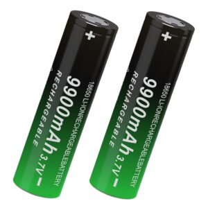 cwuu 18650 rechargeable battery 3.7v 9900mah high capacity for flashlight 240419 (flat top, 2 pack)