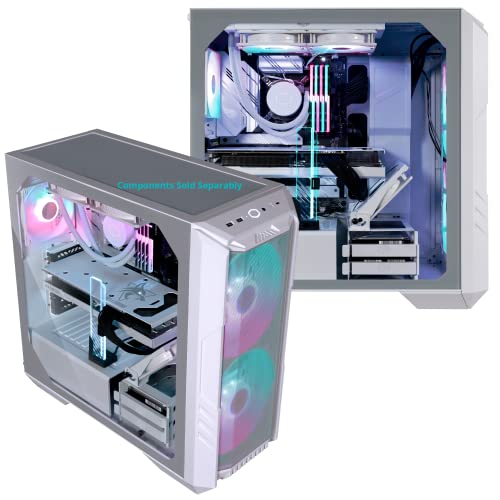 Cooler Master HAF 500 White High Airflow ATX Mid-Tower, Mesh Front Panel, Dual 200mm Customizable ARG Lighting Fans, Rotatable GPU Fan, USB 3.2 Gen 2 Type C and Tempered Glass (H500-WGNN-S00)